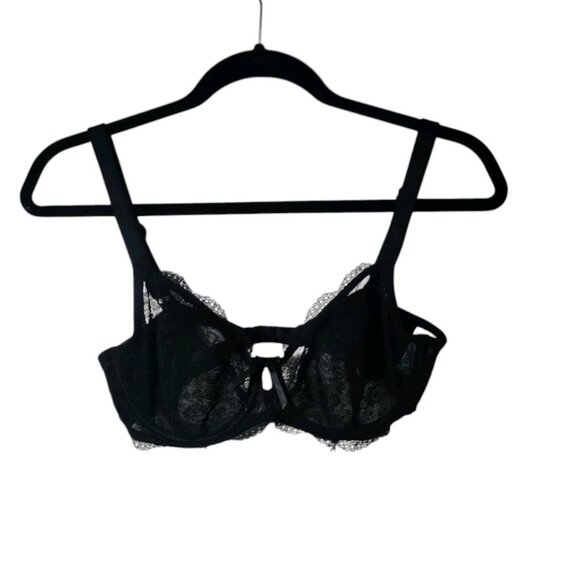 FREYA FANCIES PLUNGE BALCONY BBLACK LACE BRA STYLE AA1011  SIZE 32DDD - Picture 2 of 7